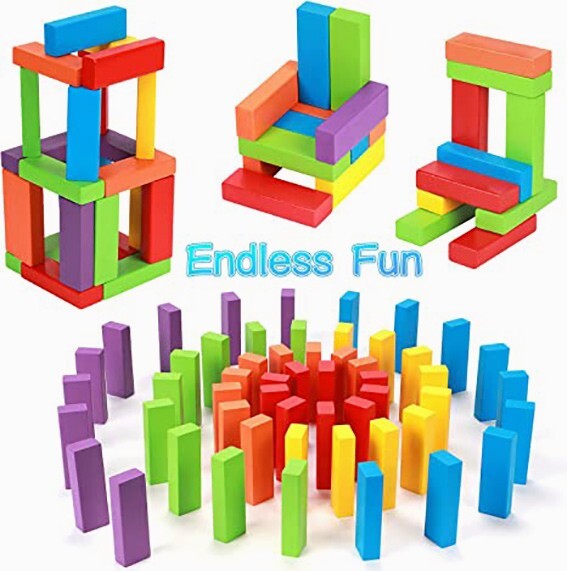48 Pcs Tacobear Colorful Wooden Stacking Board Games Building Blocks
