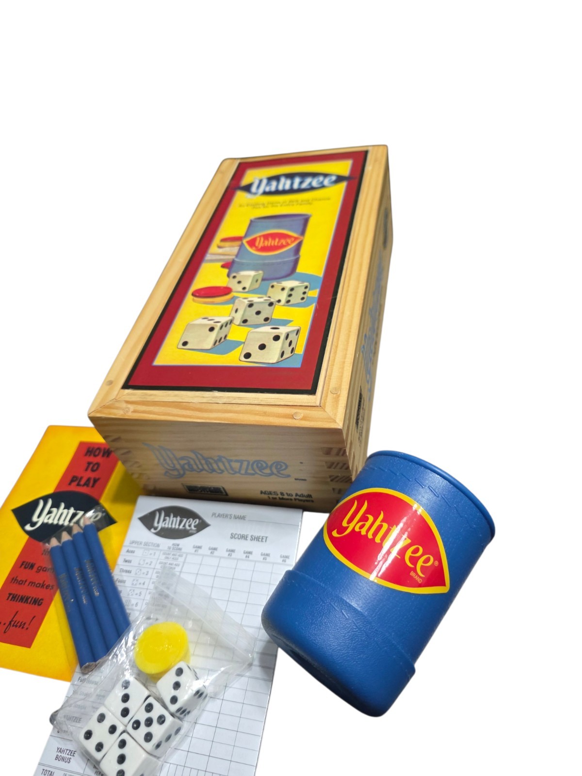 Vintage Yahtzee Nostalgia Edition Wooden Box Complete Parker Brothers 2004