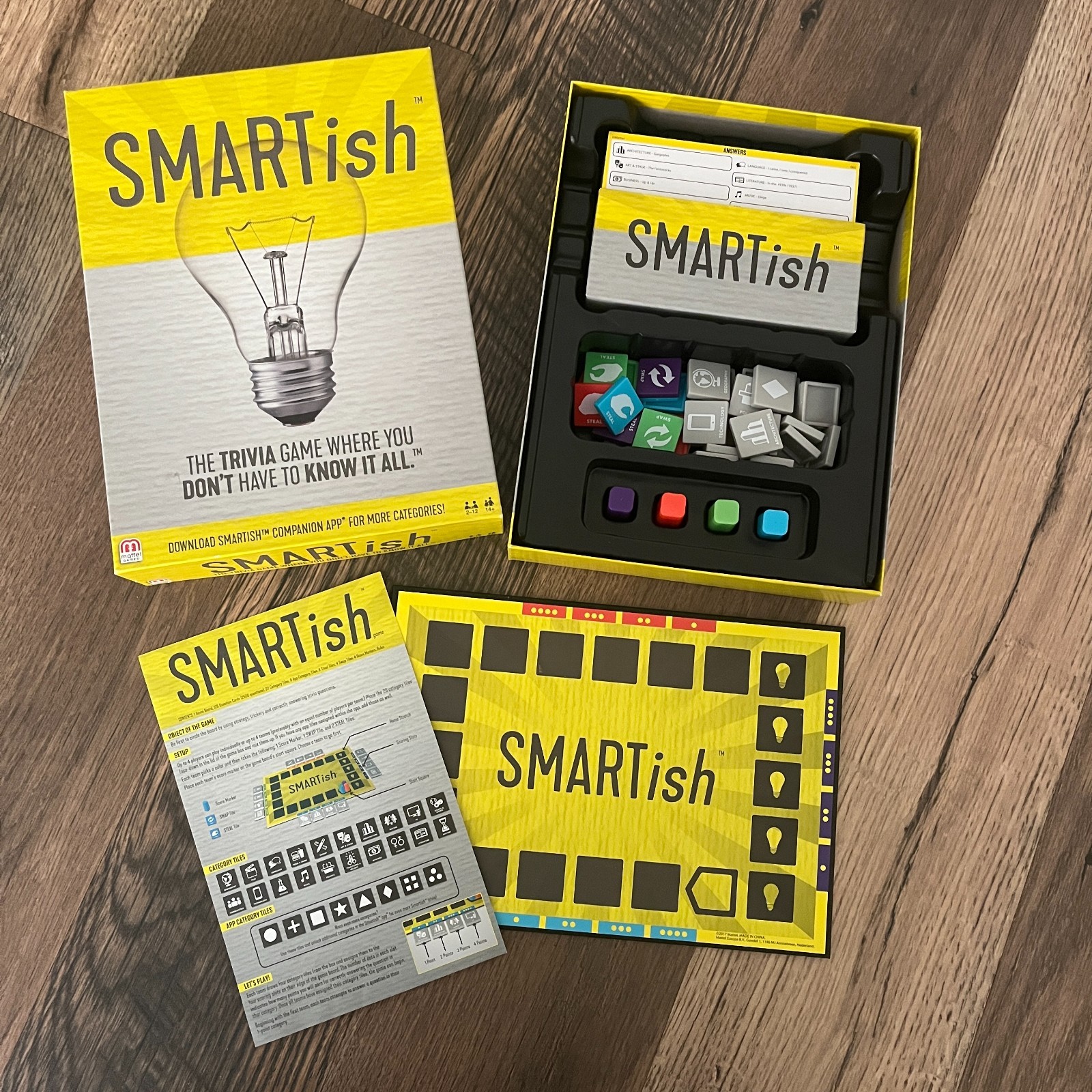 Mattel Games SMARTish Trivia Board Game LNC Ages 14+ 2-12 Players 2017