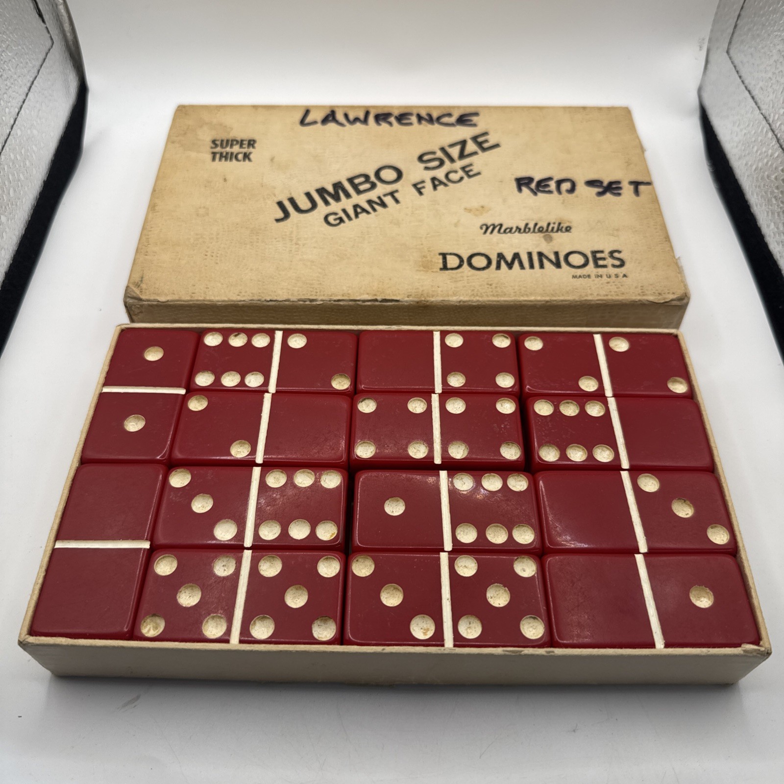 Super Thick Jumbo Size Giant Face Marblelike Dominoes (Red) By Puremco No.1632