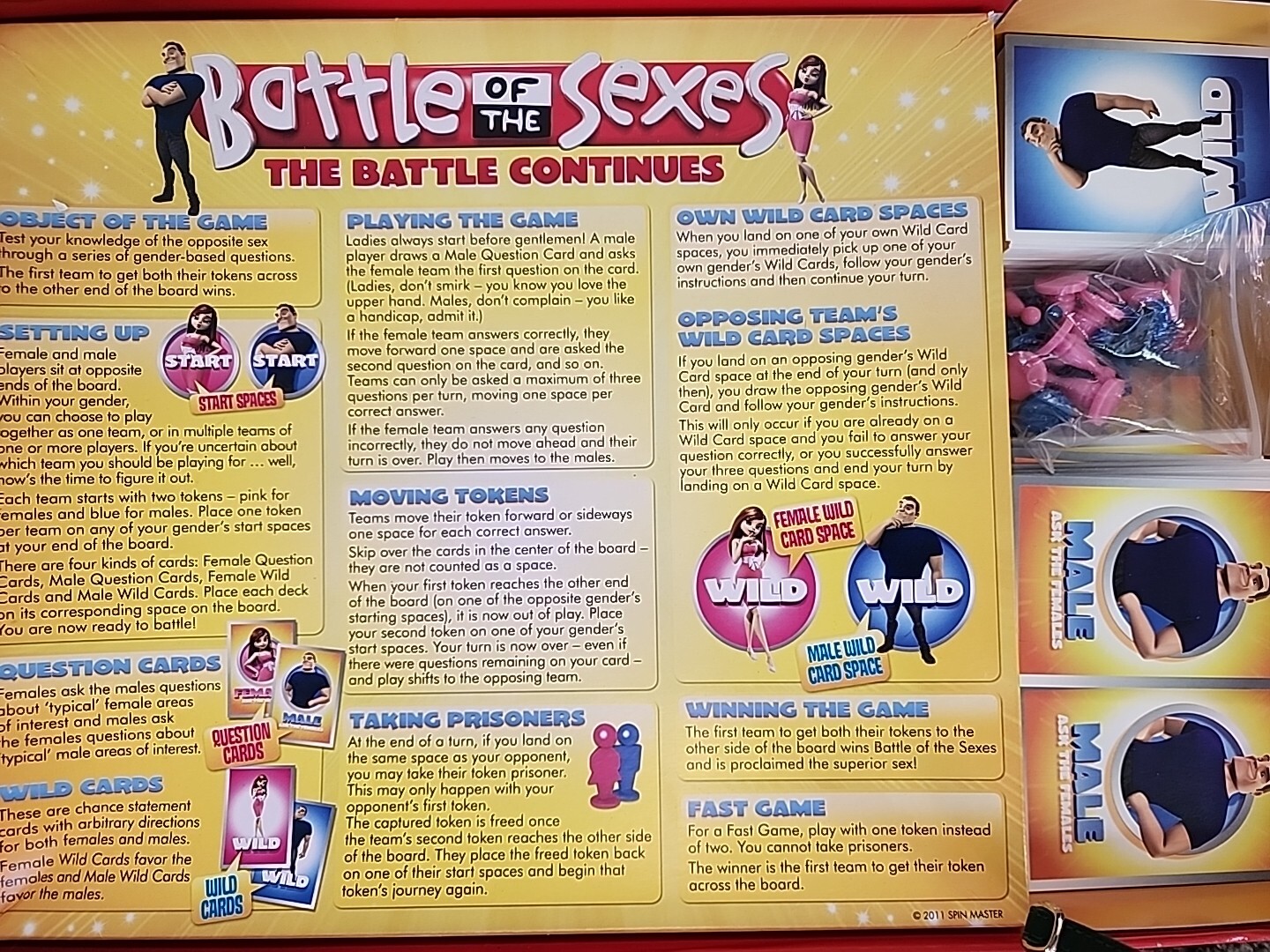 Battle of the Sexes Board Game The Battle Continues Male Vs Female Spin Master