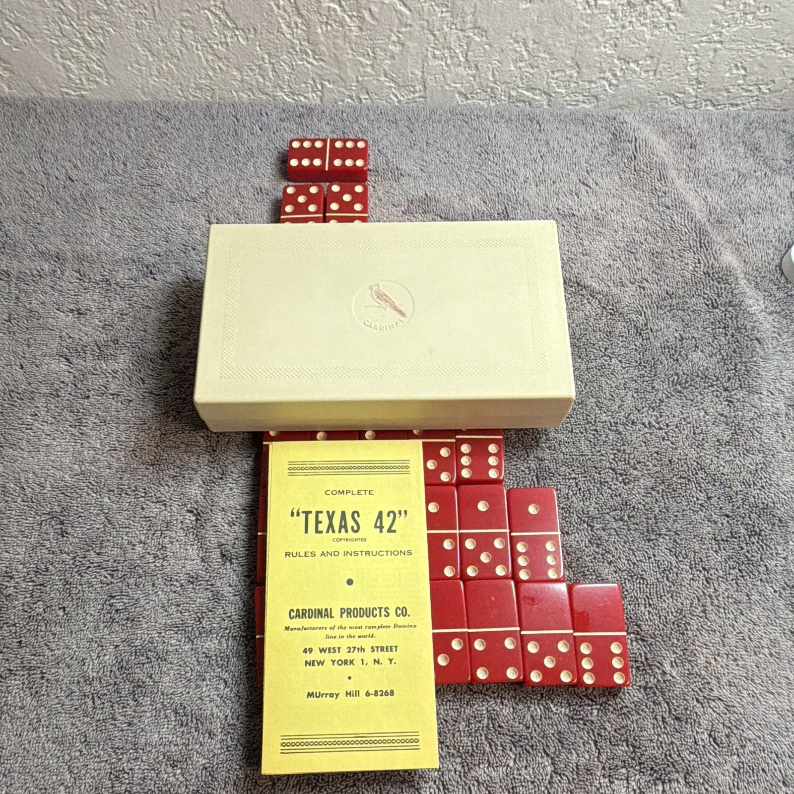 Rare Cardinal Products Co Vintage 1965 Dominoes Set Hard plastic Tiles Case