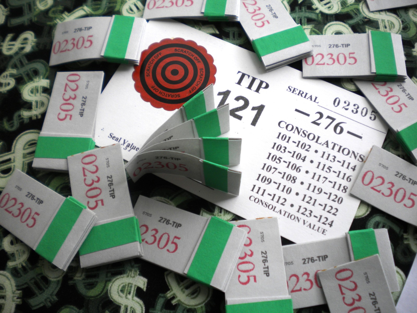 1 Game ~ 276-P4’s x69 REGULAR “NOT Sure” TIP BOARD {101-124} Pull Tab Jar Ticket