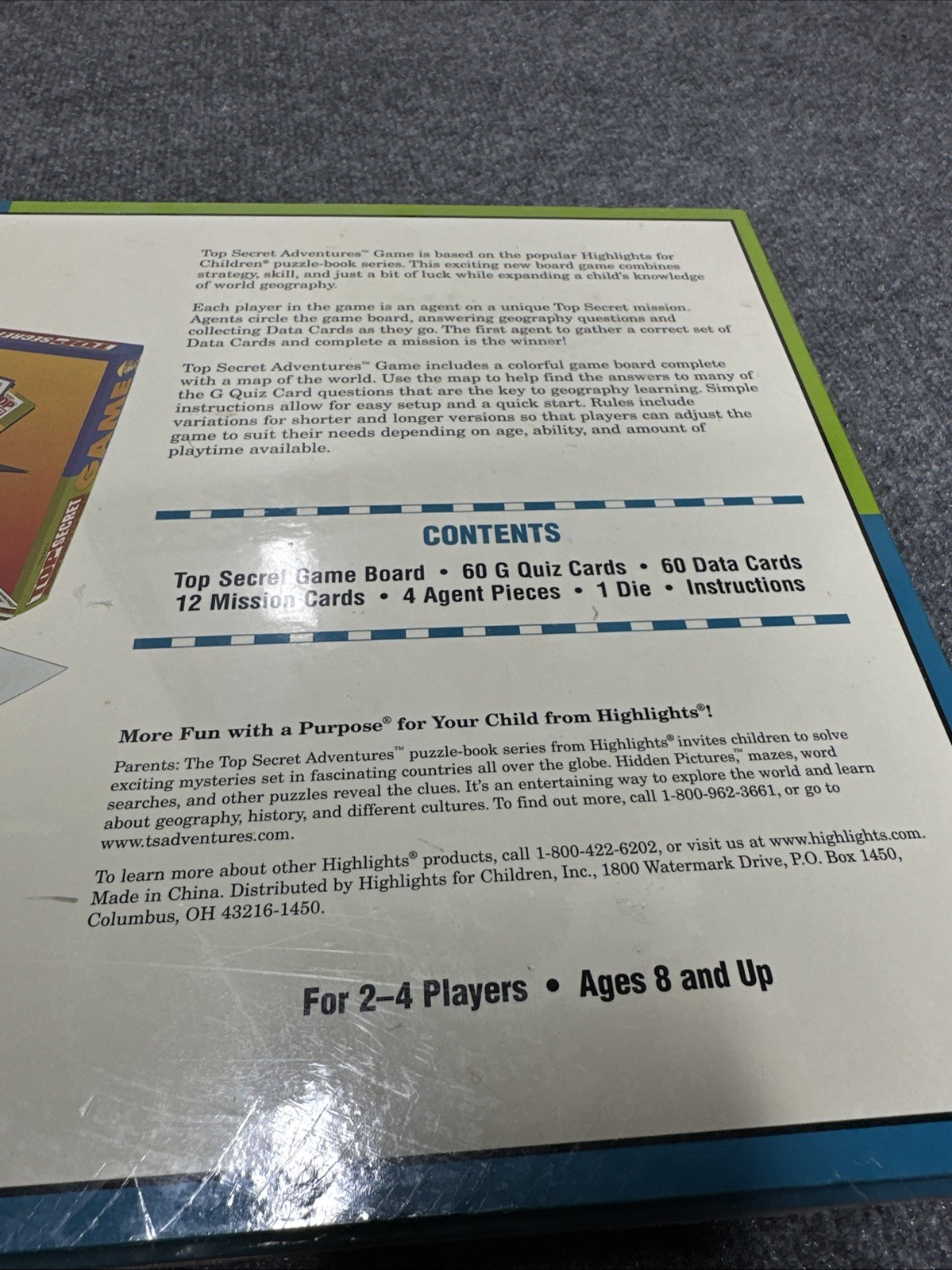 Top Secret Adventures Game Highlights Board Game Sealed 9628601016 geography
