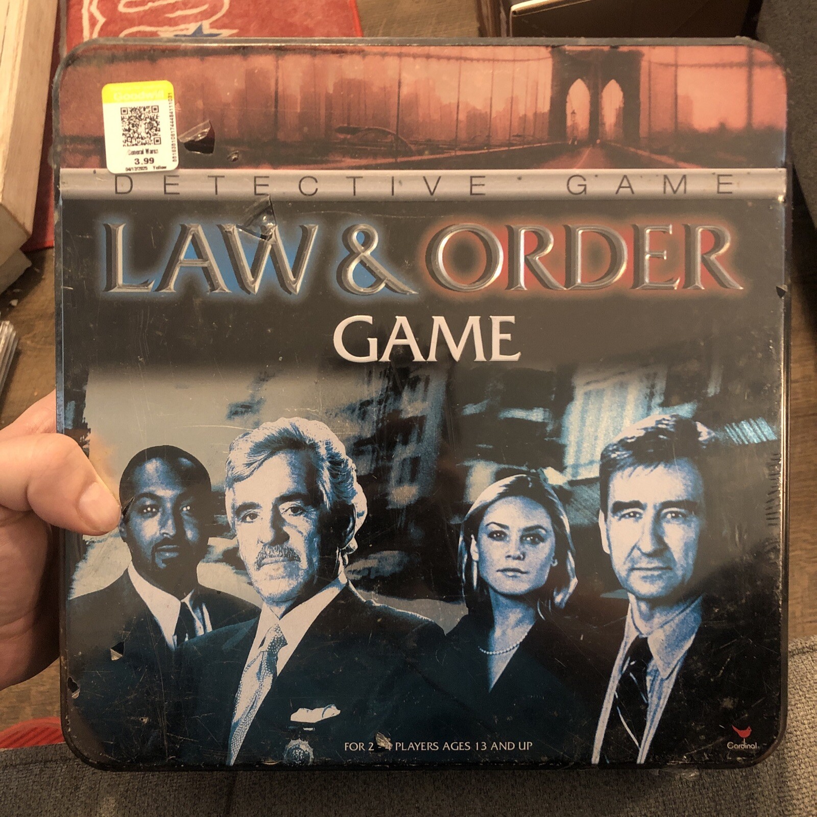 Law & Order Detective Game in Tin Box Ripped Plastic