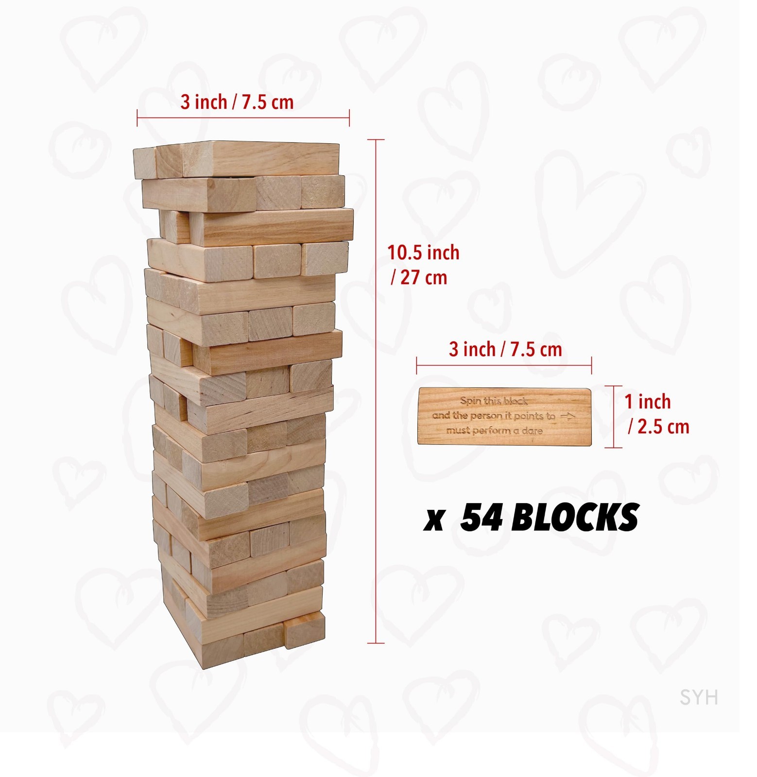Flirty Adult Couple’s Game – 54 Intimate Challenges, Wooden Stacking Tower for D