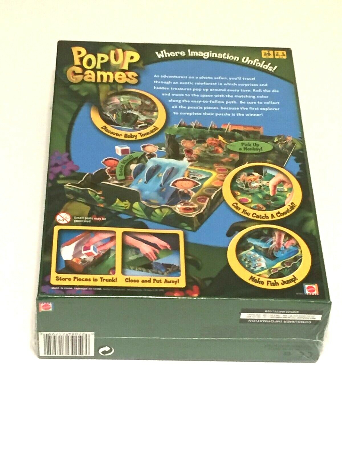 Rainforest Safari Pop Up Kids Board Games Mattel 3D Open & play -2 to 4 players