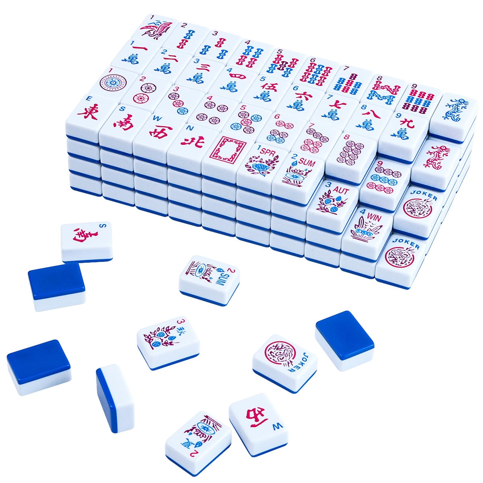 Majolicia American Mahjong Set: 166 Dark Blue Tiles, 4 Clear Racks with Pushe…