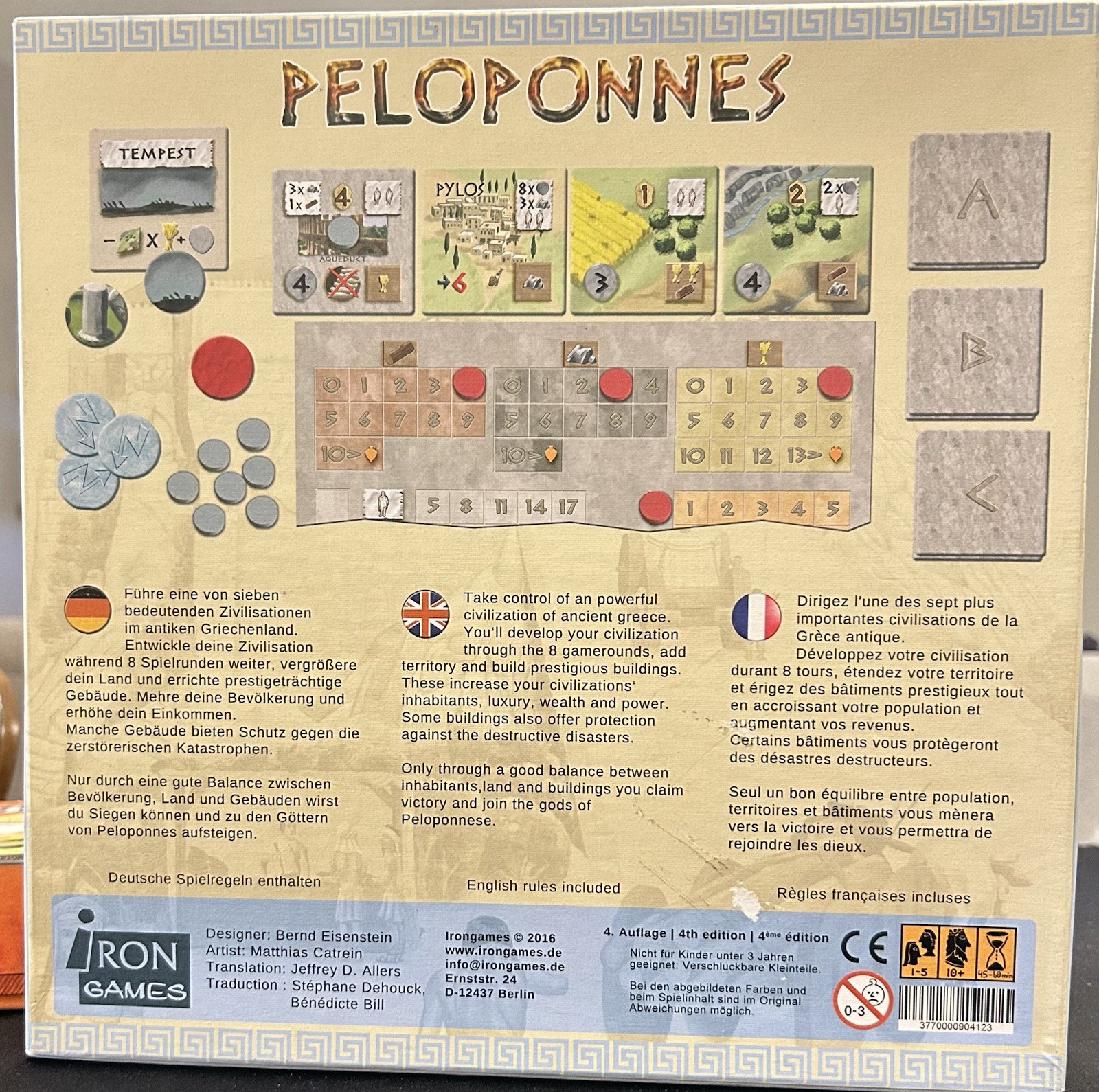 Peloponnes Board Game 2016 Iron Games English, French & Dutch Rules