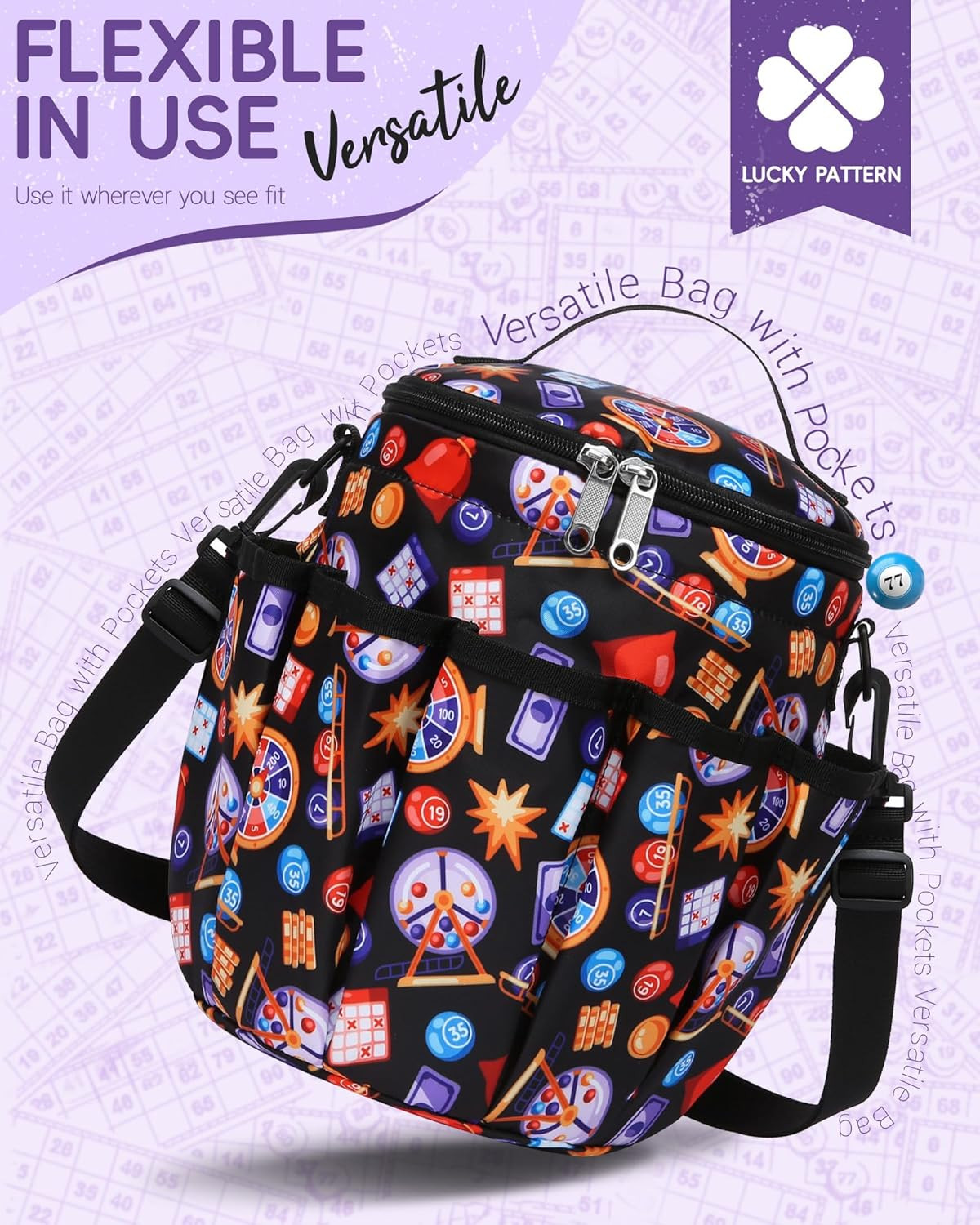 Bingo Bags with Pockets for Bingo Daubers Dabbers Dobbers Dotters Bingo Bag for