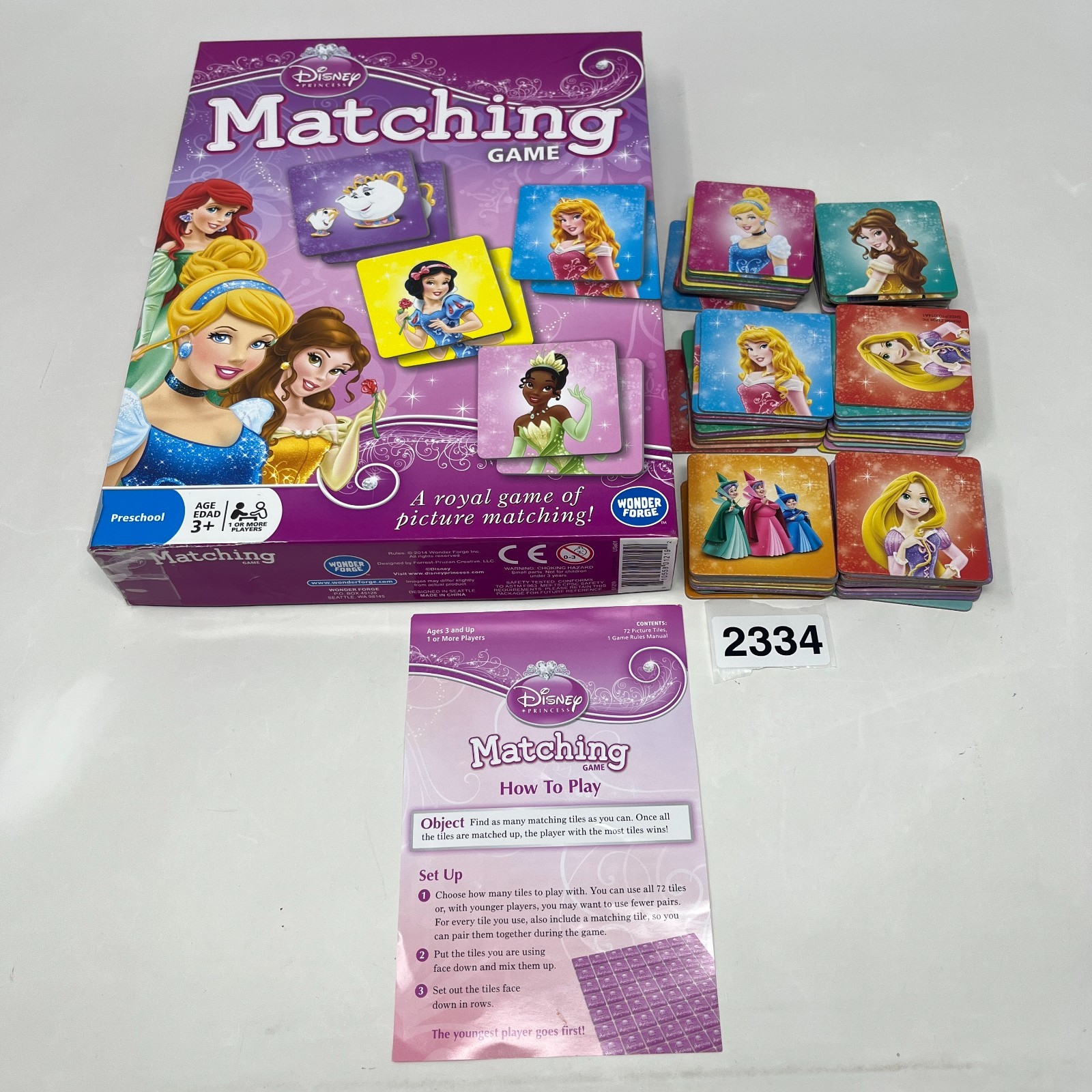 Disney Princess Edition Matching Game – Wonder Forge 2014 COMPLETE .
