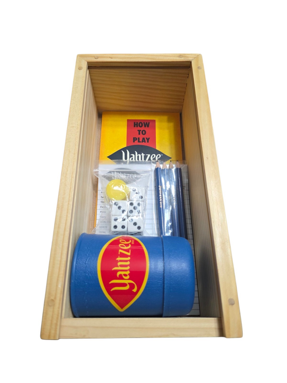 Vintage Yahtzee Nostalgia Edition Wooden Box Complete Parker Brothers 2004
