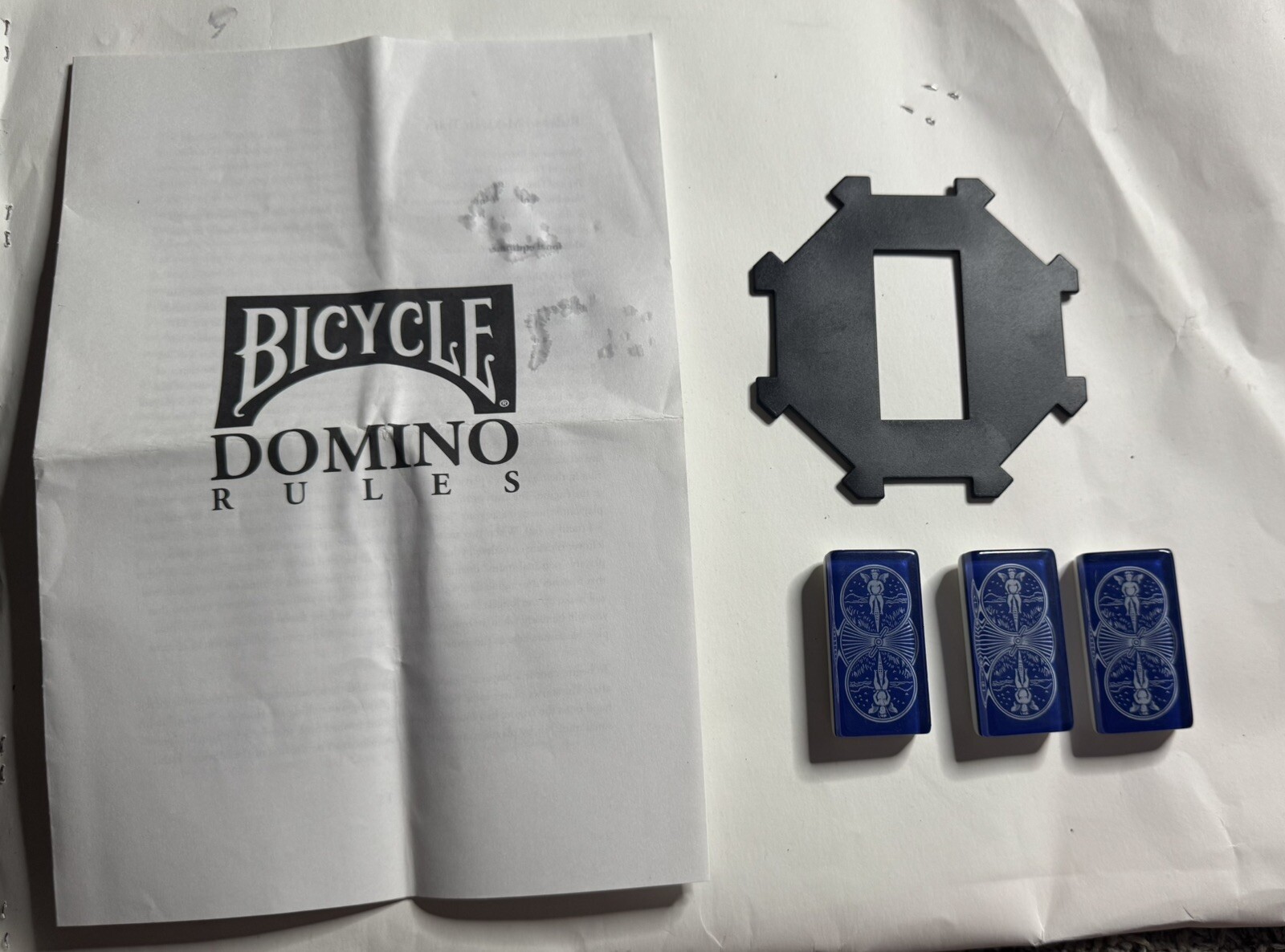 Rare-Premium Double 12 Domino Set Bicycle Brand Rider Back 91 dominos wood case