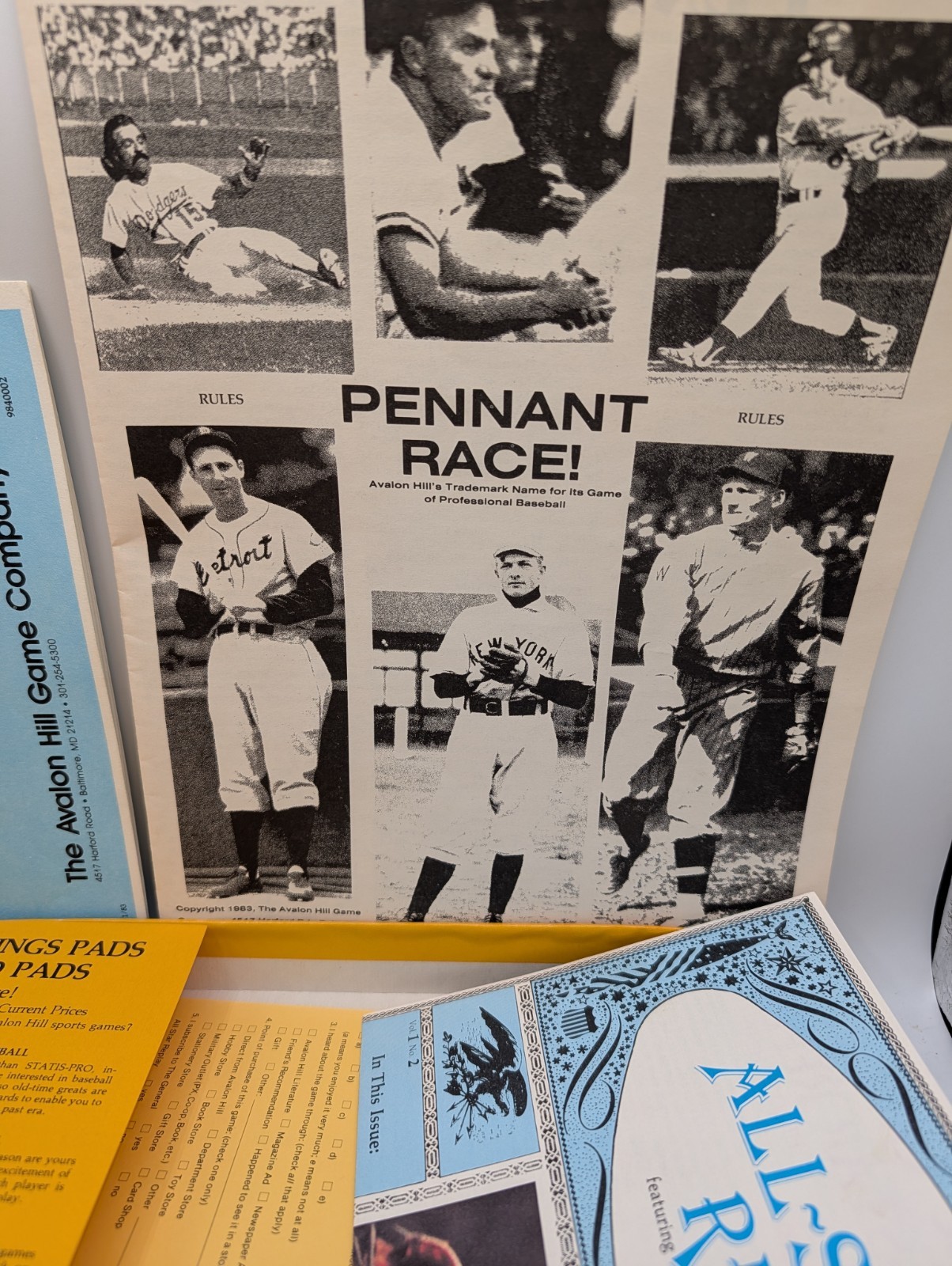 Avalon Hill 1983 Sports Illustrated Pennant Race MLB Baseball Game