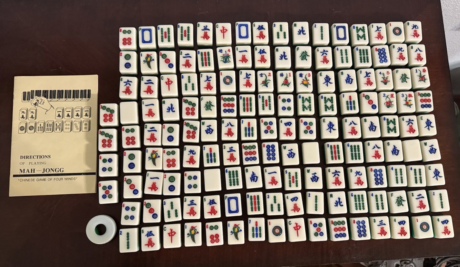 Vintage Mahjong Game Set of 148 Replacements Tiles 148 PCs Green And white