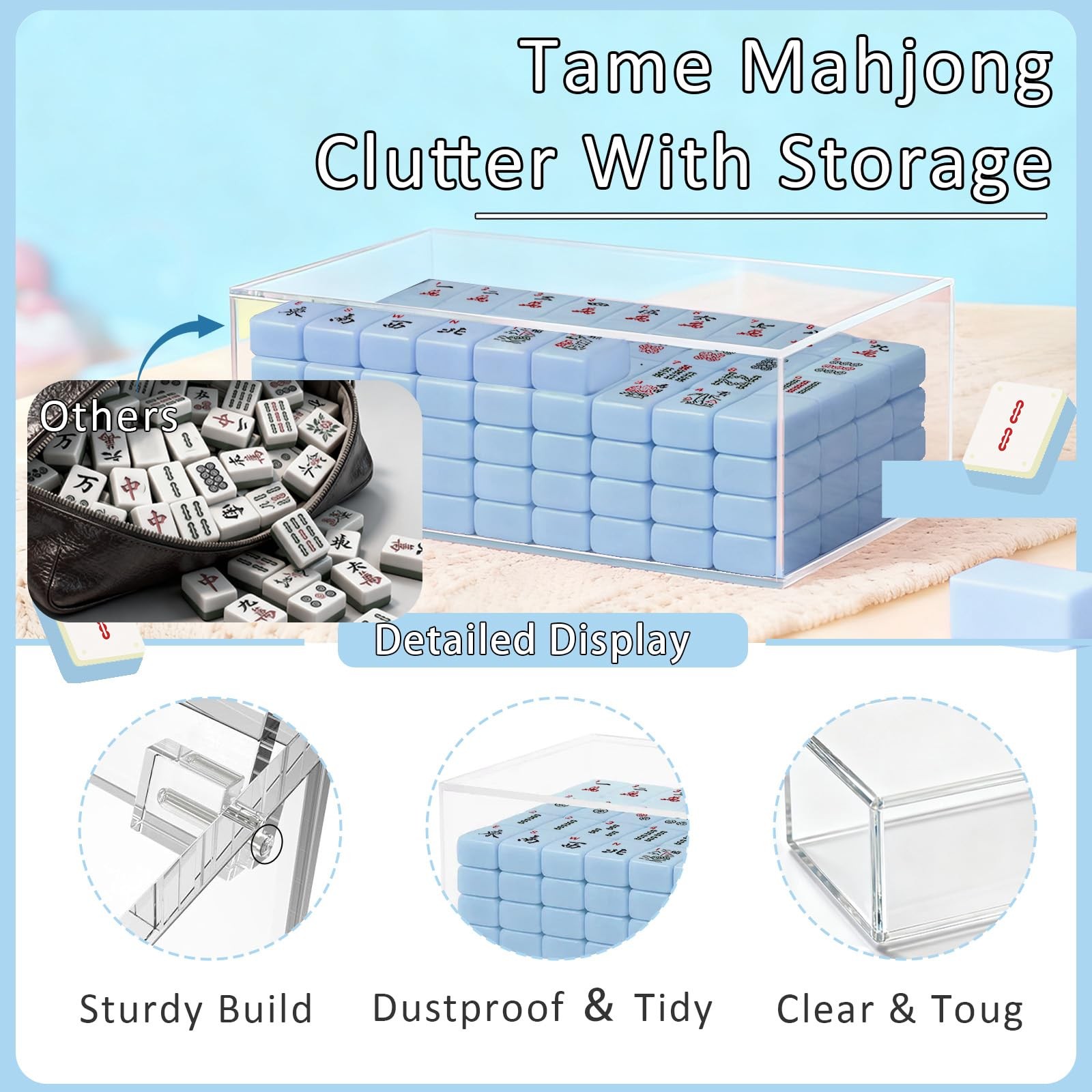 American Mahjong Tiles Set,166 Tiles Game with Acrylic Storage Case,Mahjong G…