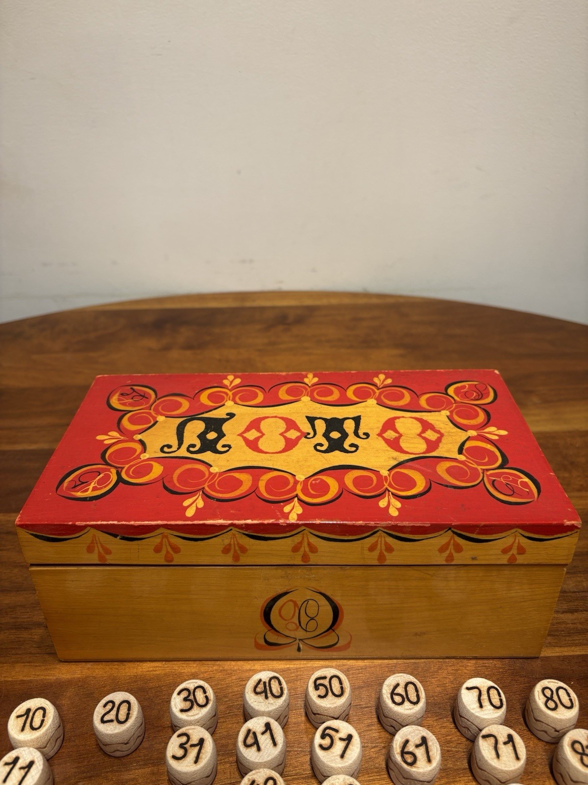 Vintage Soviet Union Wooden Lotto Game 1988 USSR Incomplete Set Wooden Box As-Is