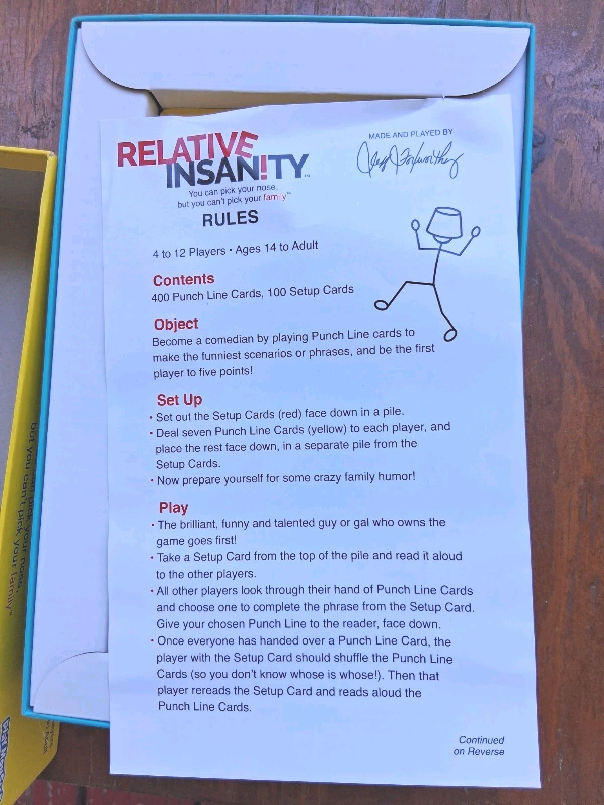 Relative Insanity Game Play Monster Created By Jeff Foxworthy New