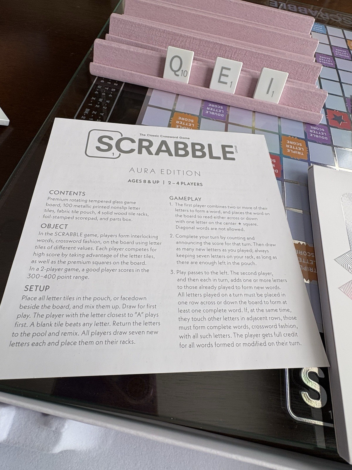 Scrabble AURA Edition Glass Turntable W.S. Game Company Boardgame Box Complete