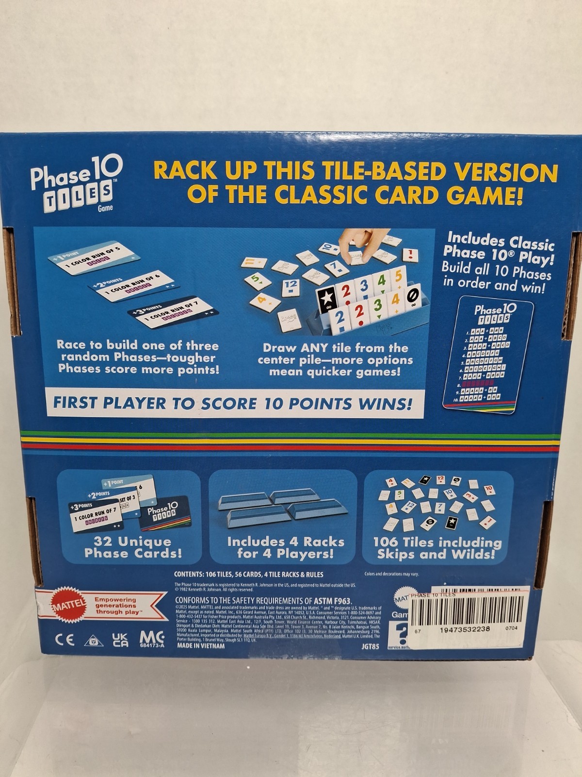 Phase 10 Tiles Game, Family Tile-Based Game with Rummy-Type Play for 2-6 Players