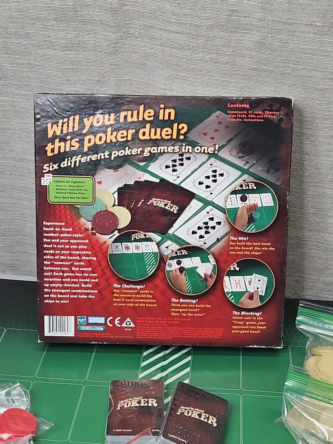 Head to Head Poker Game Complete Set Cards Chips Travel Board Game