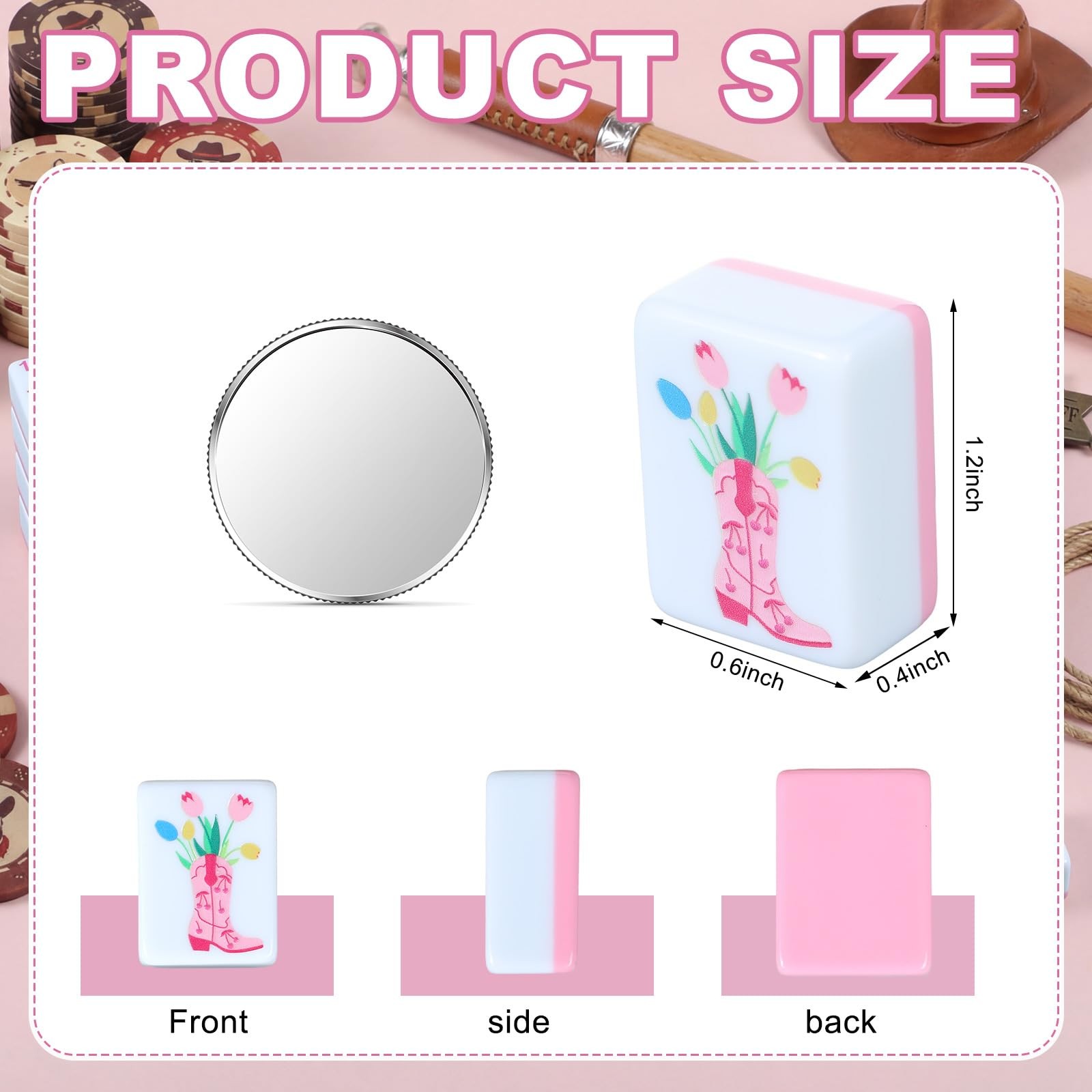 Arrowbash 160 Pcs Pink Cowgirl American Mahjong Set, 1.2 x 0.87 Inches Wester…