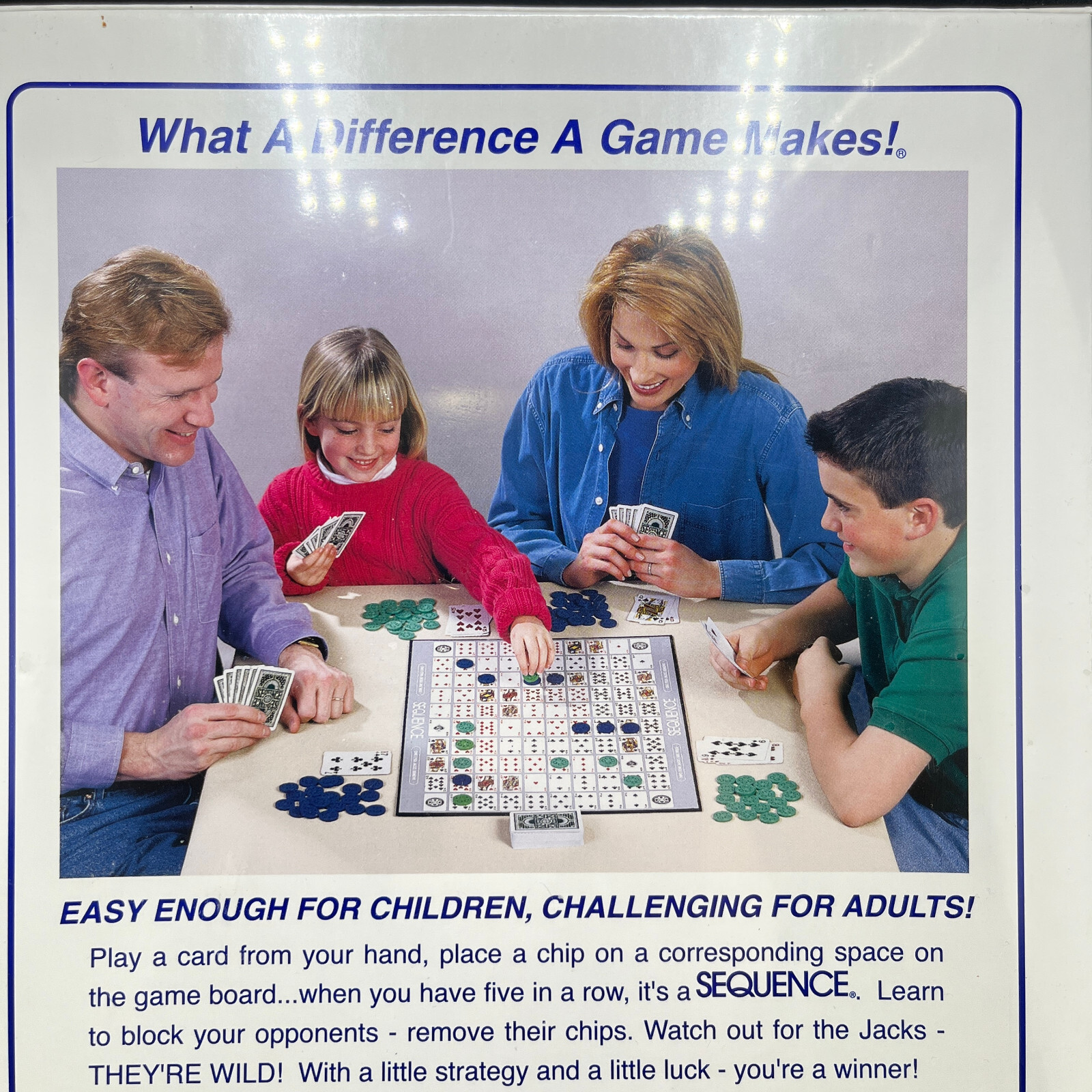 1995 Jax SEQUENCE Board Game NEW SEALED 2 to12 Players ages 7 + #8002