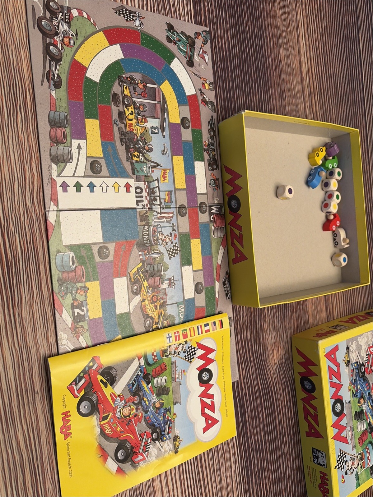 Monza Childrens Board Game HABA Car Race Complete Hole In Box