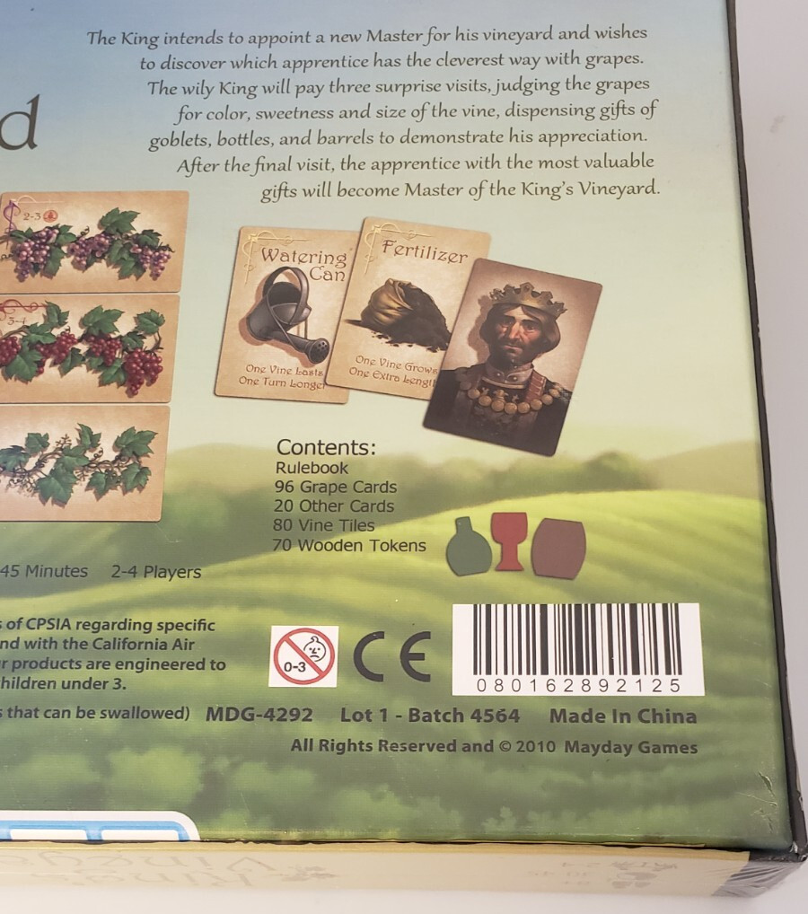 2010 King’s Vineyard Strategy Game Become Master of the Mayday Games Wine Lovers