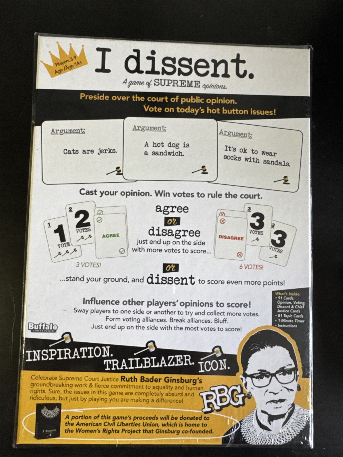 I Dissent Board Game A Game of Supreme Opinions Ruth Bader Ginsberg RBG Court