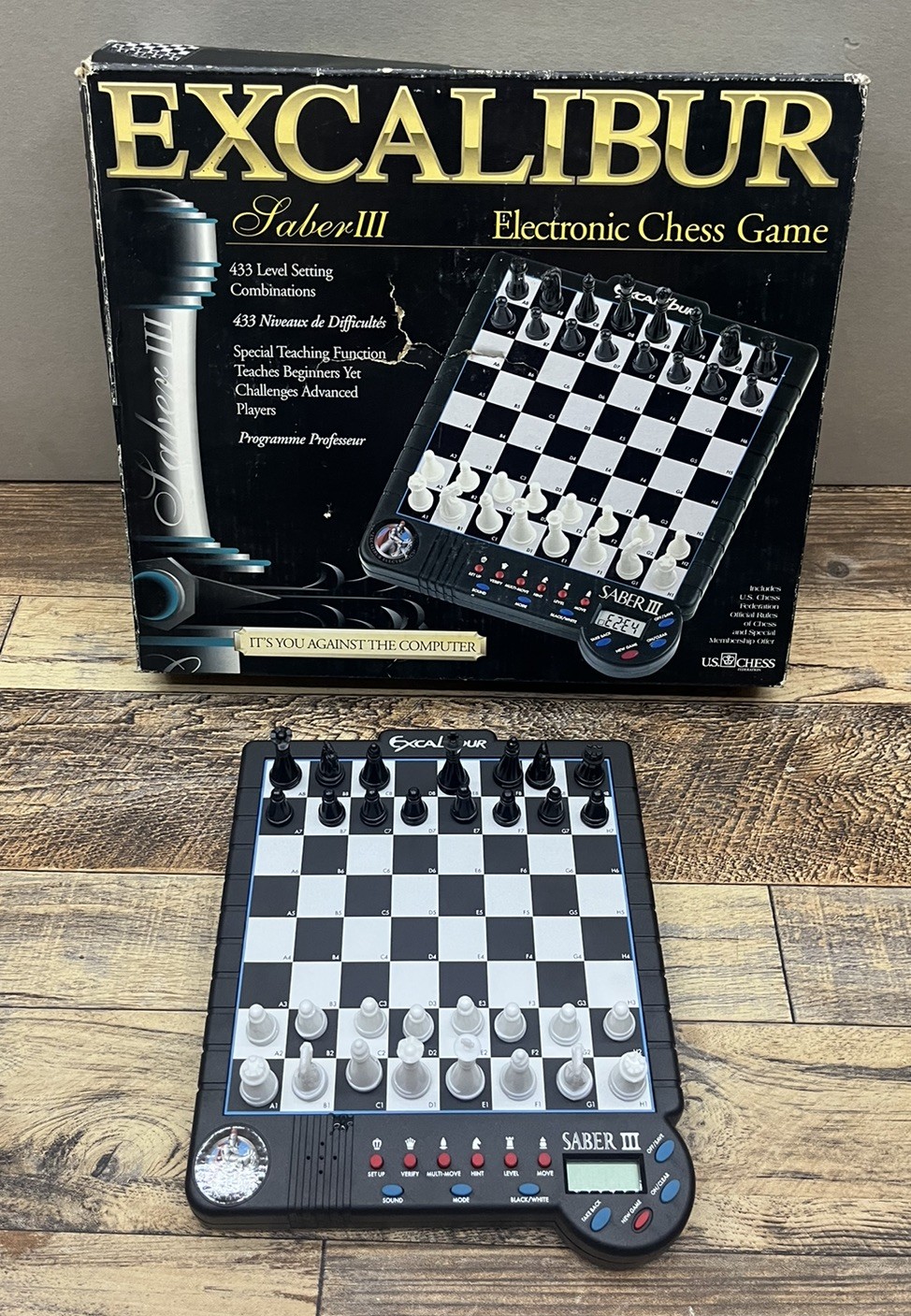 Excalibur Electronics Boardgame Chess Set Kingmaster III Box Missing Black Queen