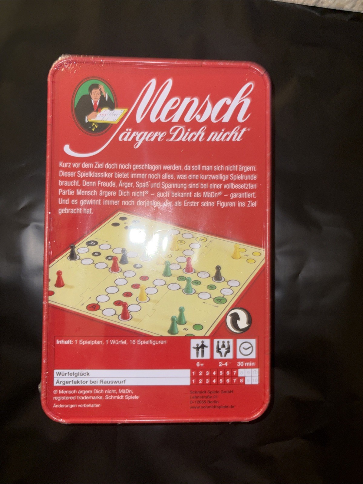Schmidt Spiele 51204 Mensch ärgere Dich nicht, Metal Box Travel version edw60