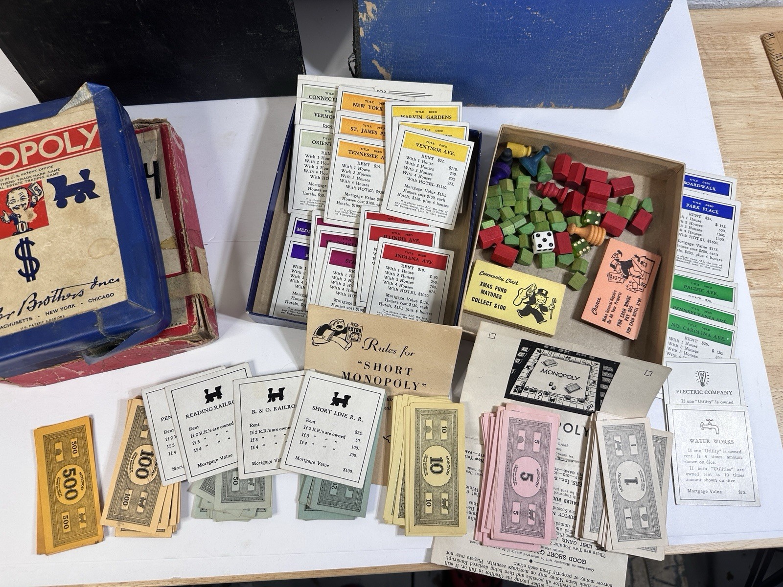 Vintage Monopoly Games 1940- 1950s Popular Edition 3 Boxes & 2 Boards