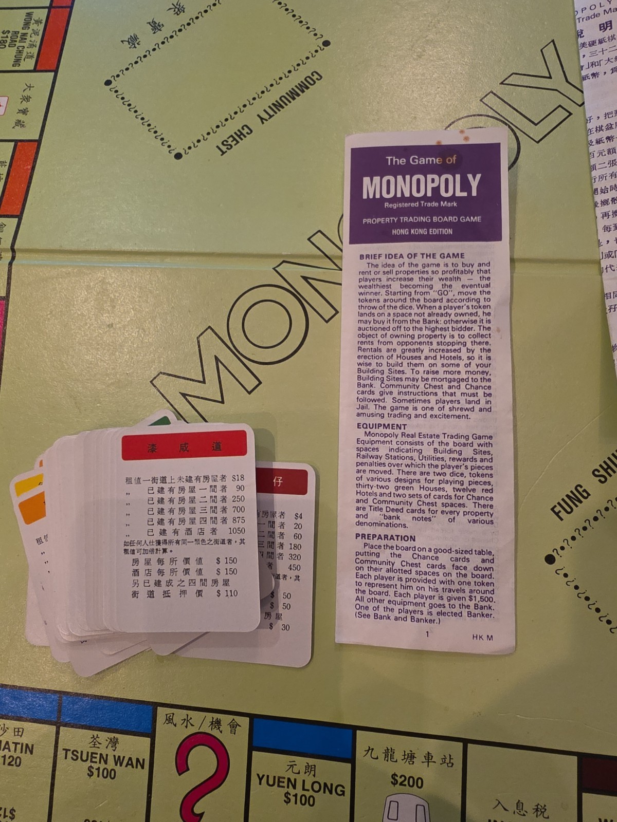 Vintage 1993 Waddingtons Monopoly Hong Kong Edition Bilingual COMPLETE Set Rare