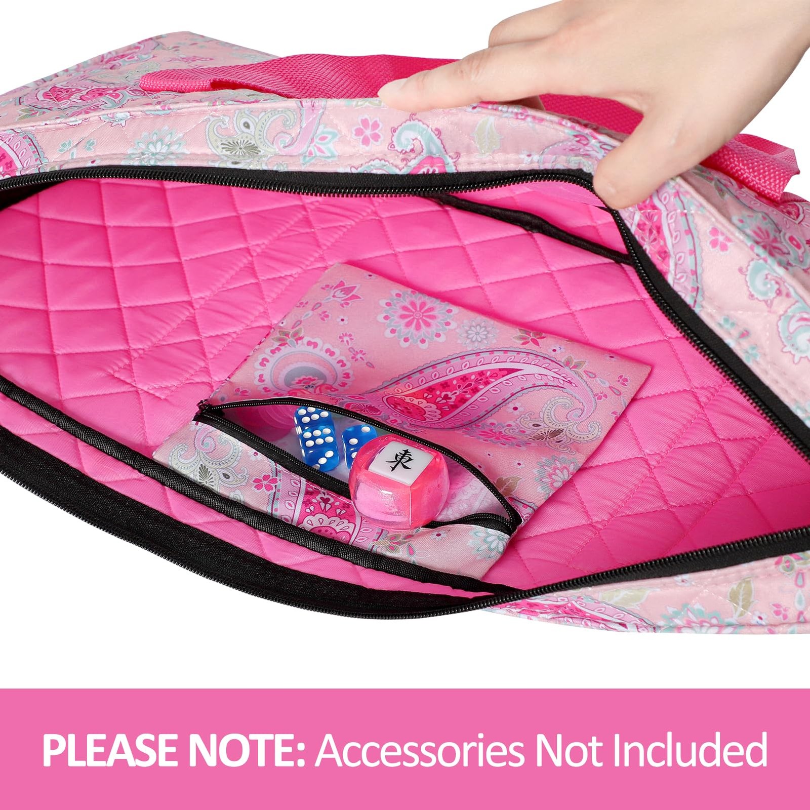 Pink Mahjong Bag(Empty Bag Only), American Mahjong Set Carrying Bag with Wrap…