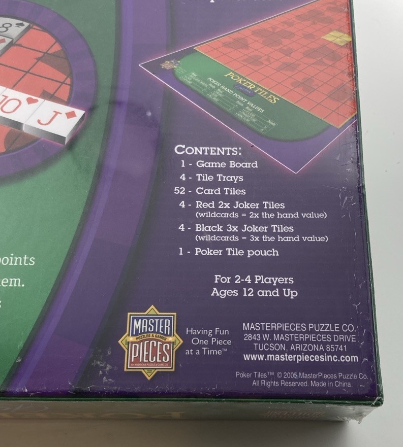 NEW – Poker Tiles Game COMPLETE MasterPieces 2005 Board Trays Family Friends