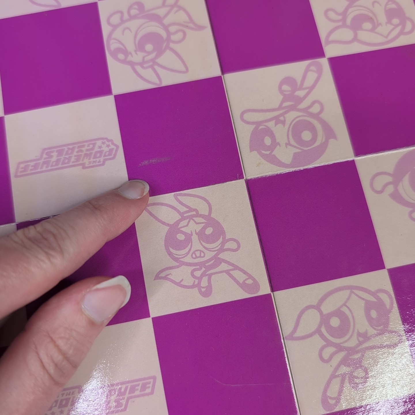 Vtg Powerpuff Girls Folding Checkers Board & Pieces Complete (from popcorn tin)