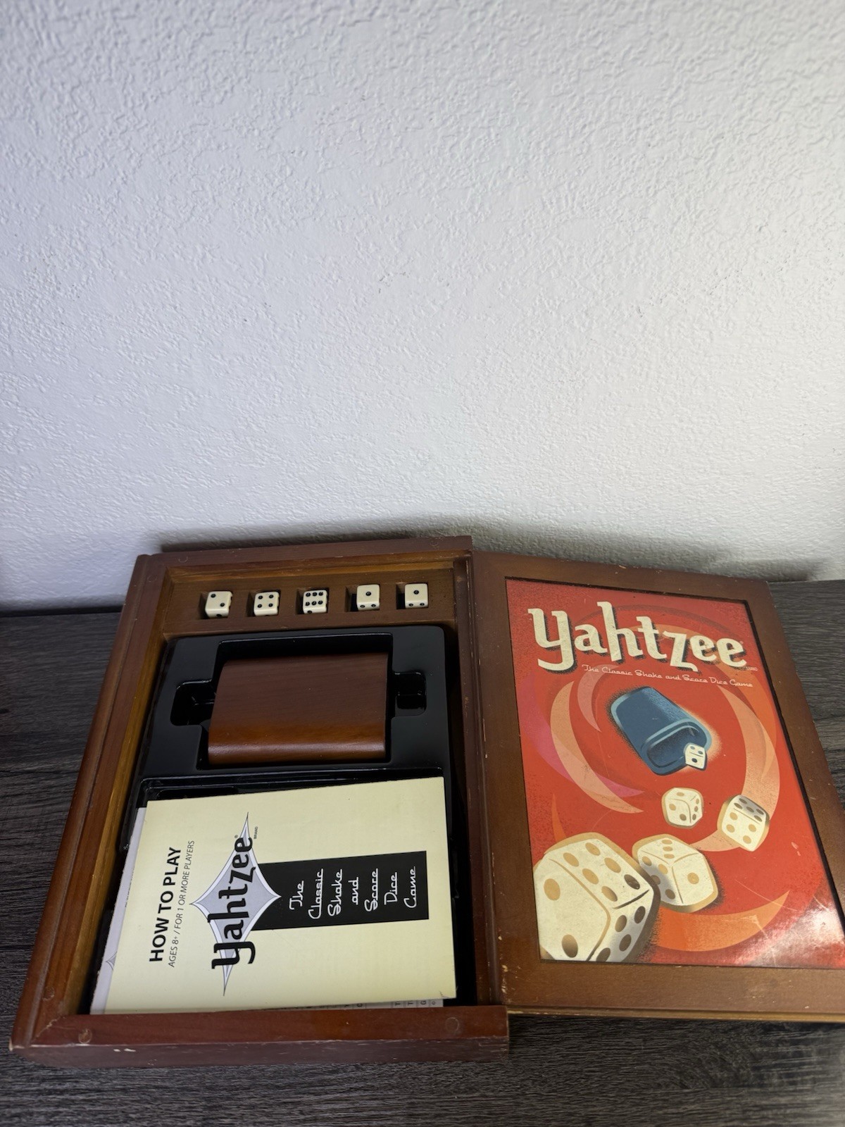 Yahtzee Bookshelf Edition Wood Box 2005 Game. Read Details.