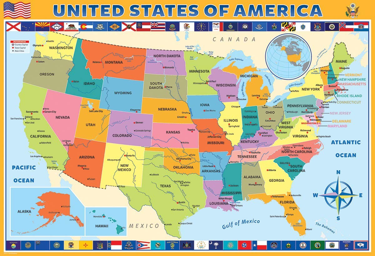 Jigsaw Puzzle 200 Piece Map United States America EuroGraphics