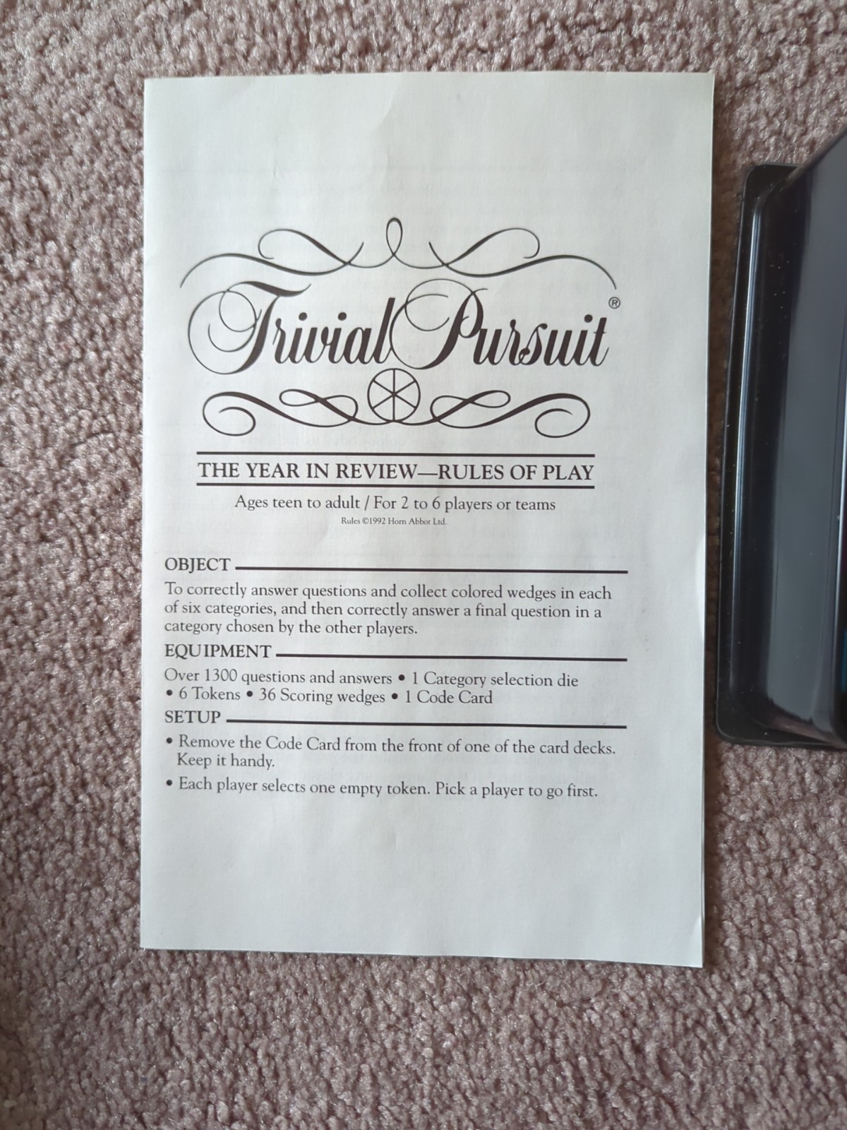 Vintage Parker Brothers Trivia Pursuit THE YEAR IN REVIEW Questions About 1992