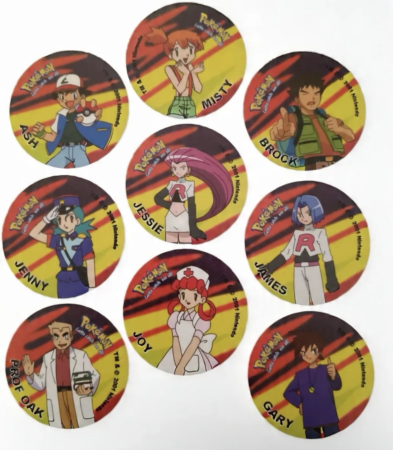 Pokemon Tazos 1st Generation Lot 36 Pieces Ash Misty Brock Pikachu