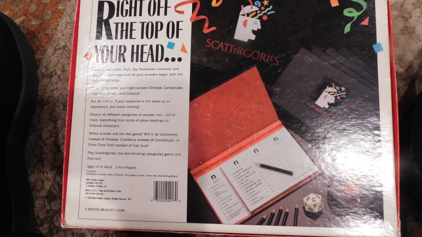 VINTAGE SCATTERGORIES GAME MILTON BRADLEY 1988 COMPLETE GREAT PARTY GAME
