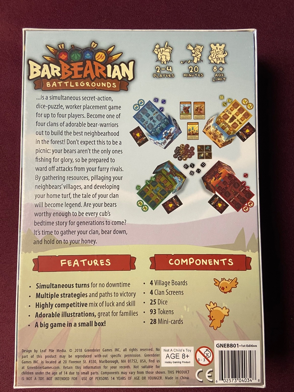 BarBEARian Battlegrounds 1st Edition Game – New Sealed – Cute Fun Strategy Game