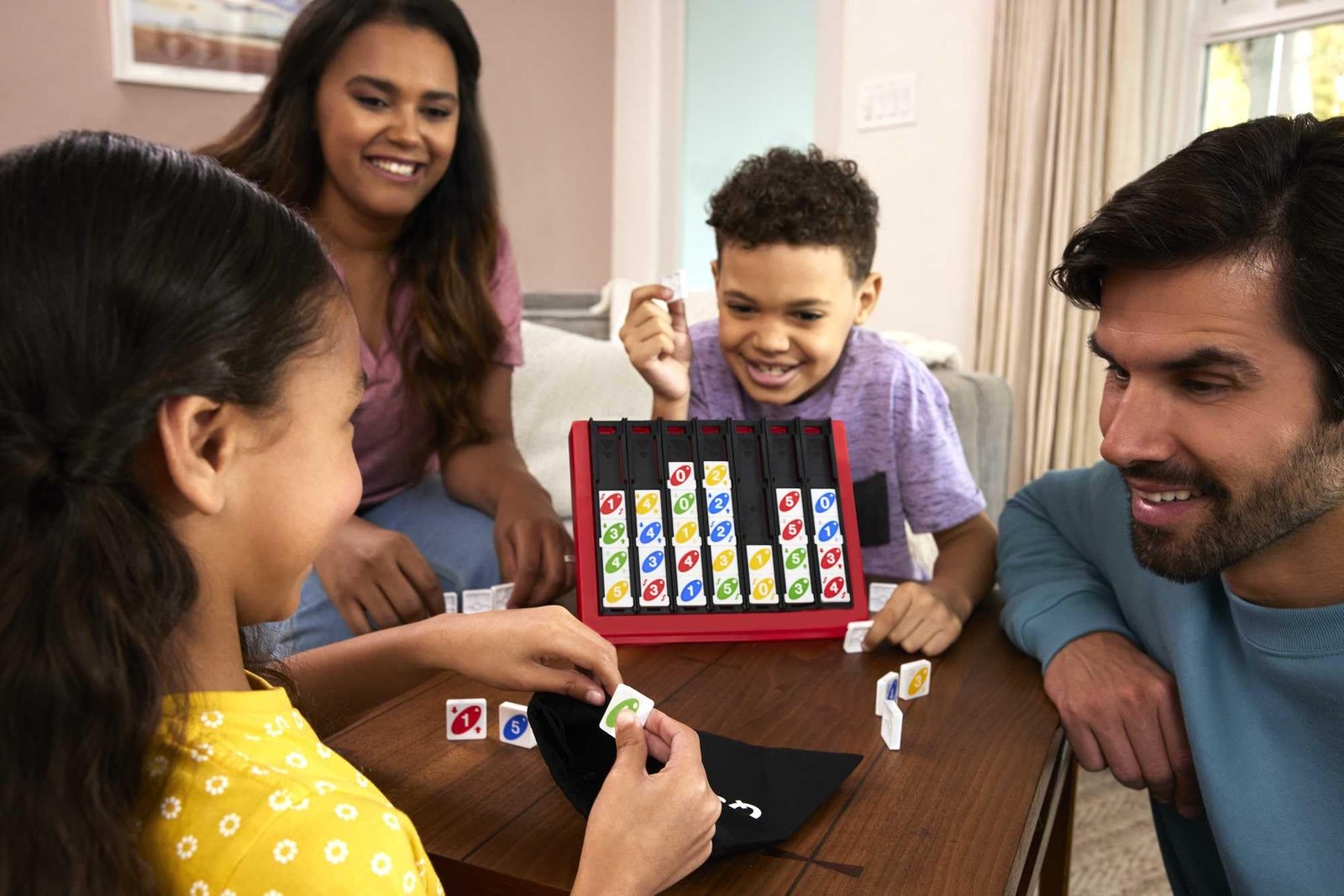 UNO Quatro Game with Colored Tiles & Plastic Grid for Adult Family & Parties …