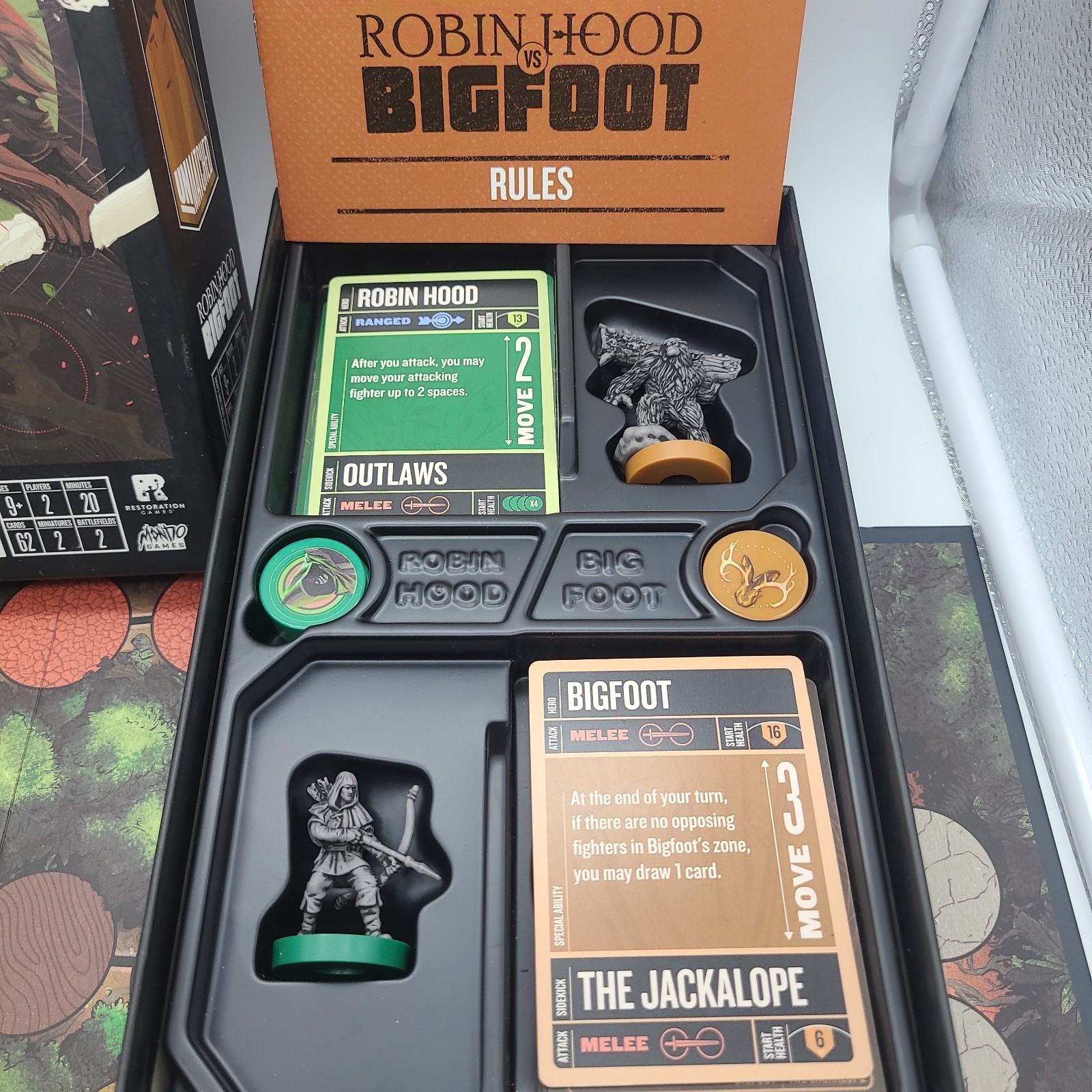 Restoration Games Unmatched Robin Hood Vs. Bigfoot Board Game Mondo Complete