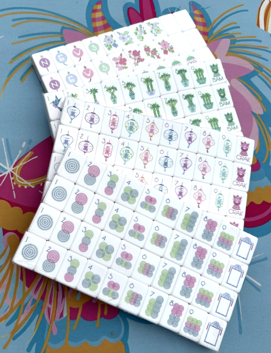 LUMINAIRE PURPLE 4 Layer Acrylic Mahjong Tiles American Set 160 Tiles US SELLER!