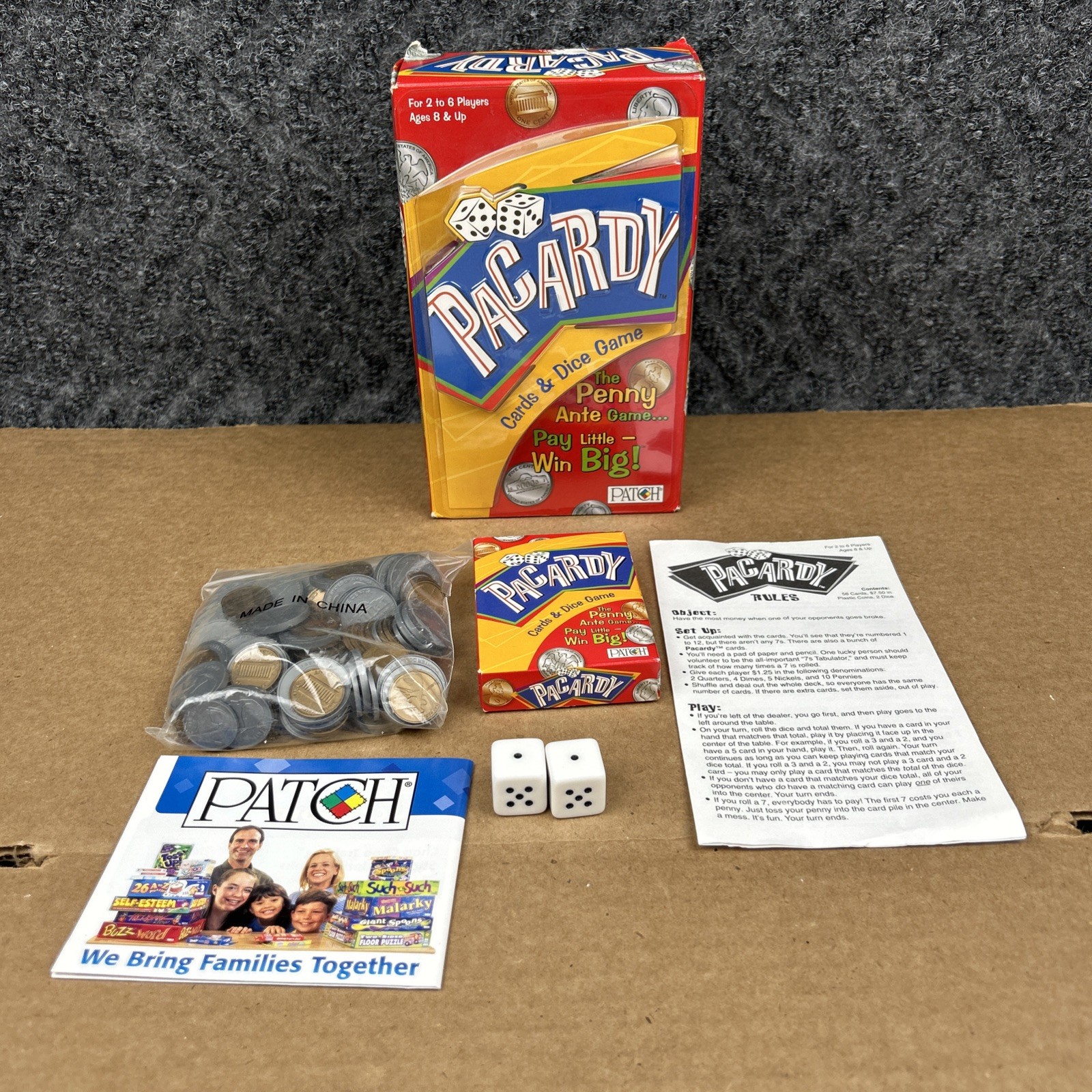Pacardy Cards And Dice Game 2-6 Players Ages 8+ Patch Products 2005 Complete