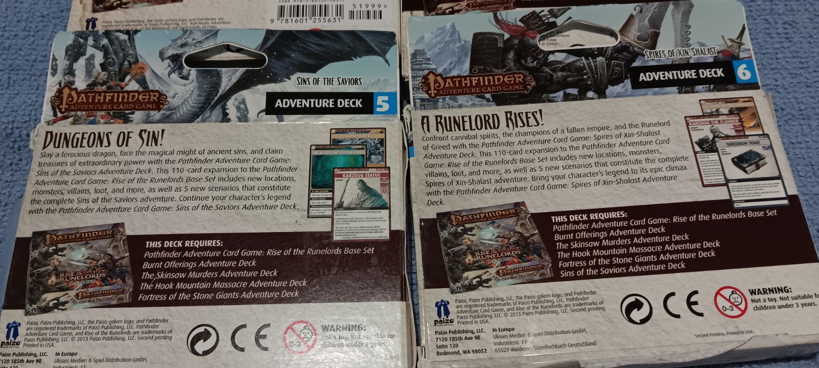 Pathfinder Bundle of All 6 Adventure Card Game Rise of The Runelords