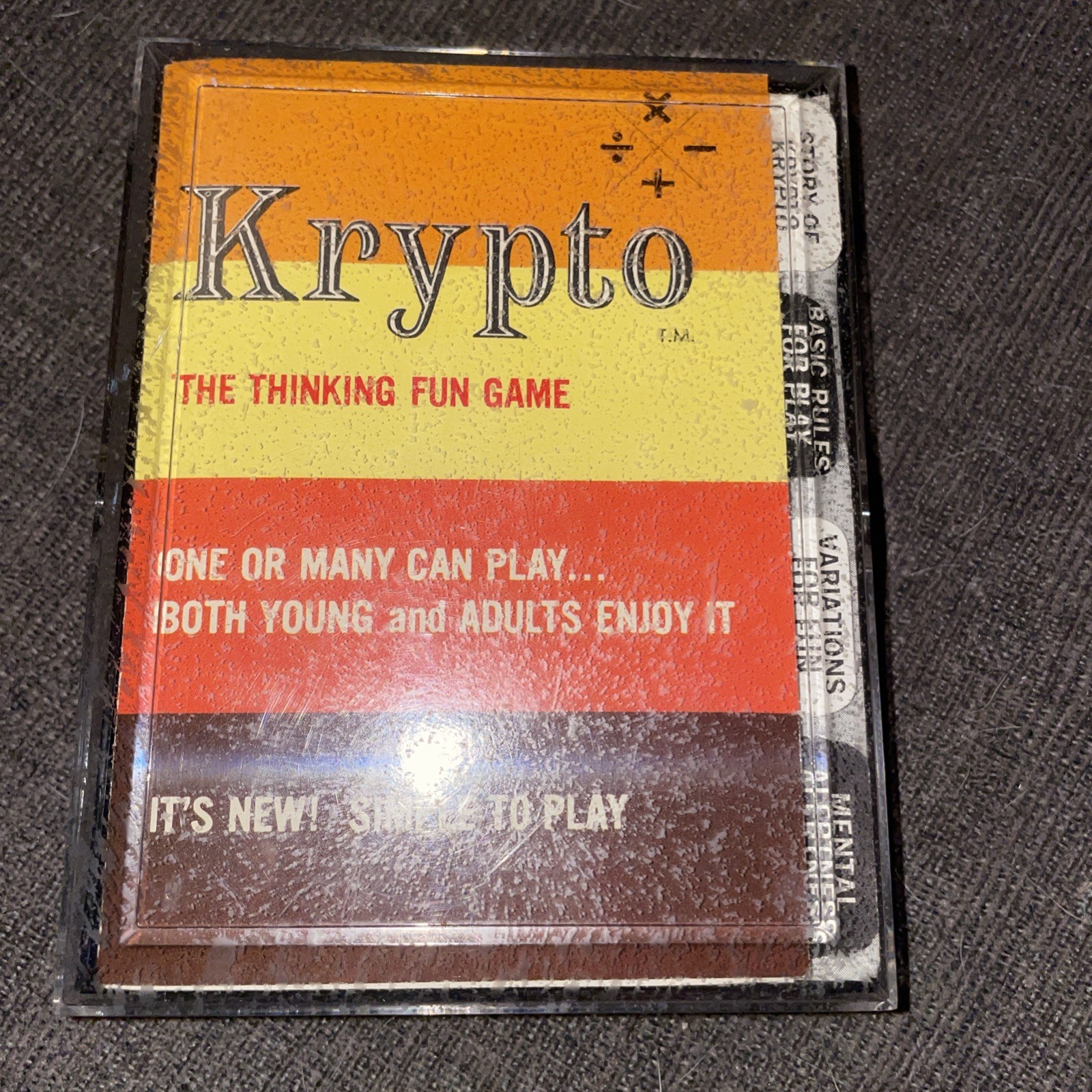 VINTAGE KRYPTO THE THINKING FUN CARD GAME MATH W. GERMANY COMPLETE W/ CASE TIMER