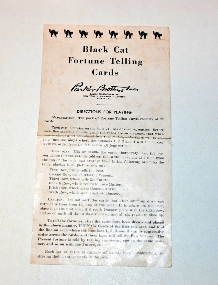 Vintage 1940s Parkers Brothers The Black Cat Fortune Telling Game Complete (B3)